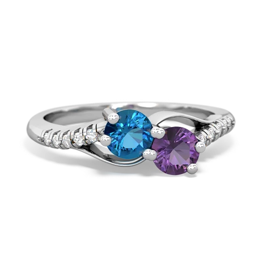 london topaz-amethyst two stone infinity ring