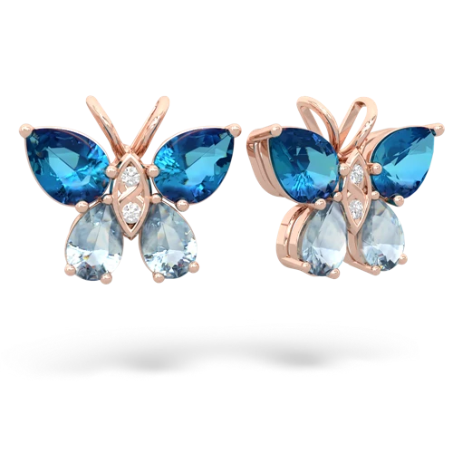 london topaz-aquamarine butterfly earrings