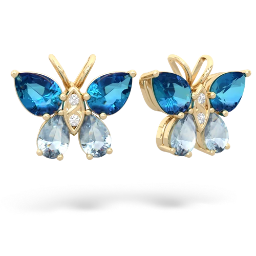 london topaz-aquamarine butterfly earrings