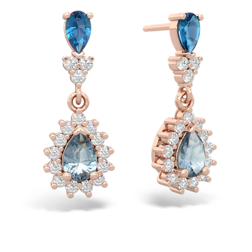 london topaz-aquamarine dangle earrings