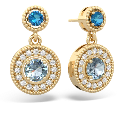 London Topaz Genuine London Blue Topaz with Genuine Aquamarine Halo Dangle earrings Earrings
