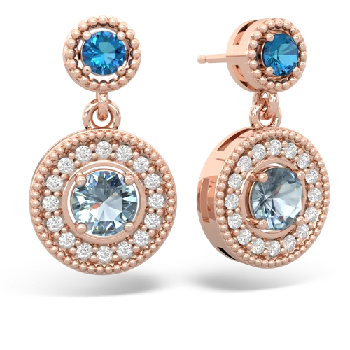 london topaz-aquamarine halo earrings