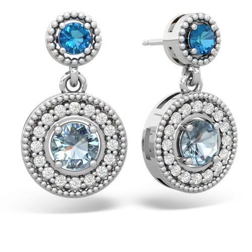 london topaz-aquamarine halo earrings