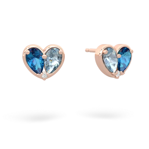 london topaz-aquamarine one heart earrings