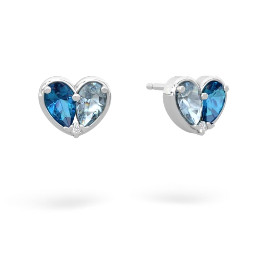 london topaz-aquamarine one heart earrings