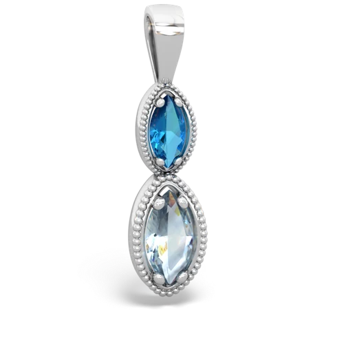 London Topaz Genuine London Blue Topaz with Genuine Aquamarine Antique-style Halo pendant Pendant