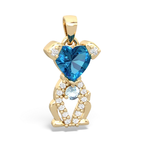 london topaz-aquamarine birthstone puppy pendant