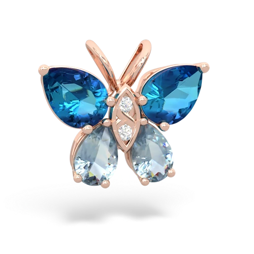 london topaz-aquamarine butterfly pendant