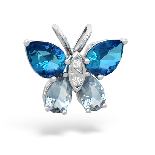 london topaz-aquamarine butterfly pendant