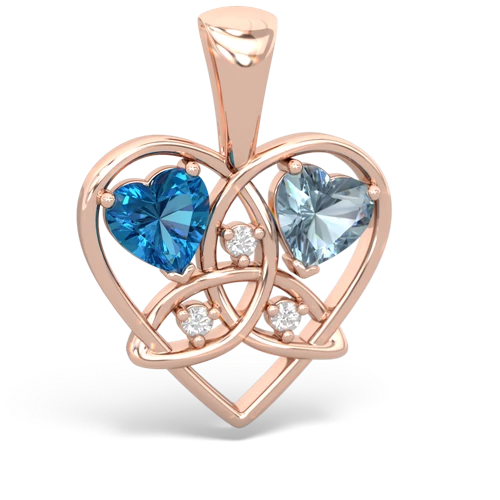 London Topaz Genuine London Blue Topaz with Genuine Aquamarine Celtic Trinity Heart pendant Pendant