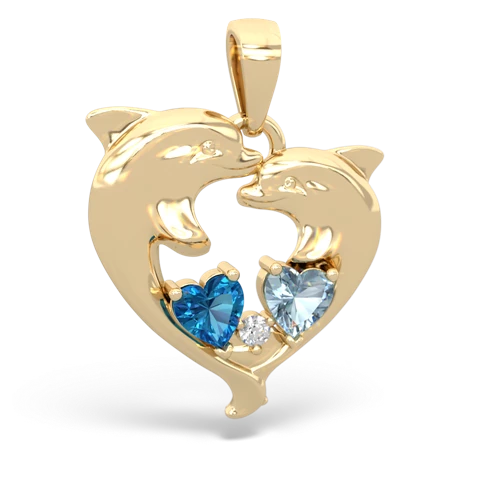 London Topaz Genuine London Blue Topaz with Genuine Aquamarine Dolphin Heart pendant Pendant