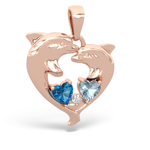 london topaz-aquamarine dolphins pendant