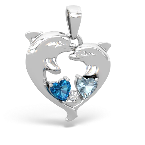london topaz-aquamarine dolphins pendant