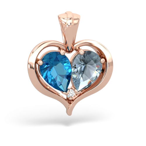 london topaz-aquamarine half heart whole pendant