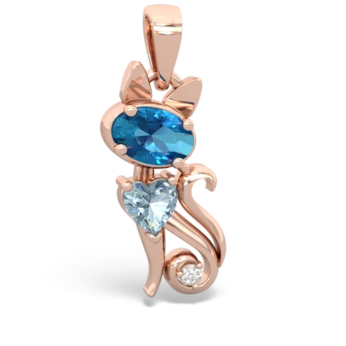 london topaz-aquamarine kitten pendant