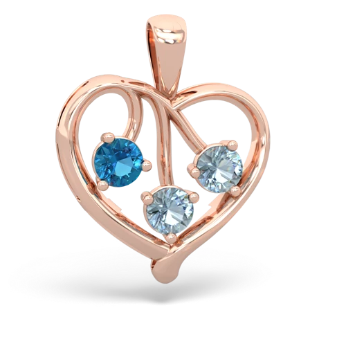 london topaz-aquamarine love heart pendant
