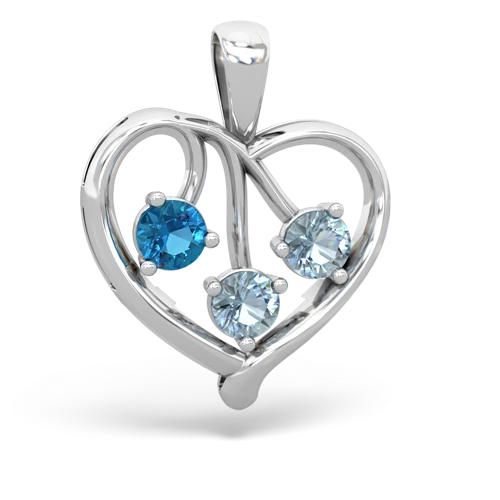 London Topaz Genuine London Blue Topaz with Genuine Aquamarine and Genuine Sapphire Glowing Heart pendant Pendant
