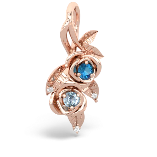 london topaz-aquamarine rose vine pendant