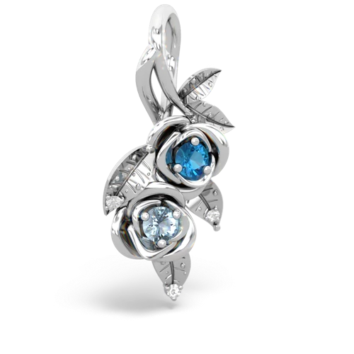 London Topaz Genuine London Blue Topaz with Genuine Aquamarine Rose Vine pendant Pendant