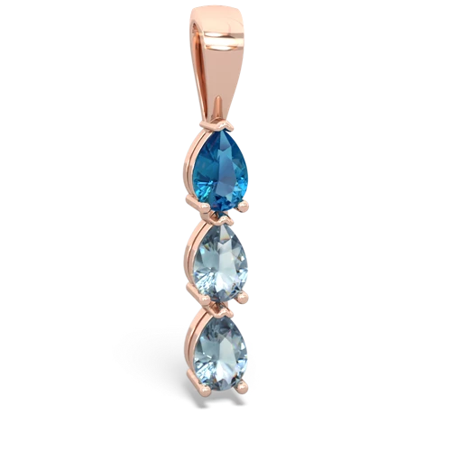 london topaz-aquamarine three stone pendant