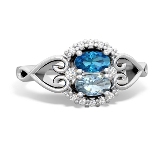 london topaz-aquamarine antique keepsake ring