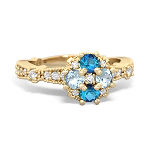 London Topaz Genuine London Blue Topaz with Genuine Aquamarine Milgrain Antique Style ring Ring