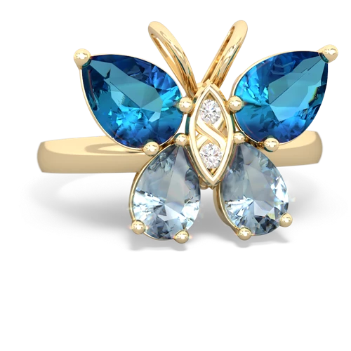 london topaz-aquamarine butterfly ring