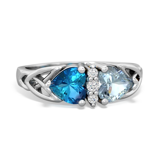 London Topaz Genuine London Blue Topaz with Genuine Aquamarine Celtic Trinity Knot ring Ring