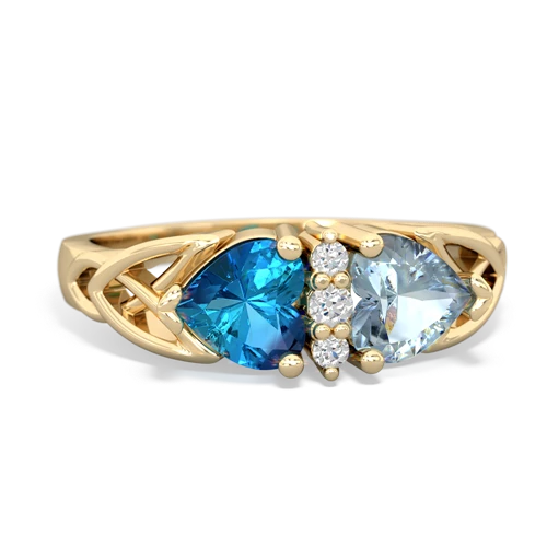 london topaz-aquamarine celtic ring