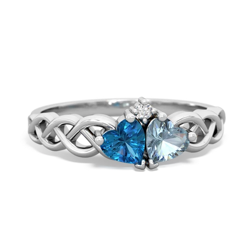 london topaz-aquamarine celtic braid ring