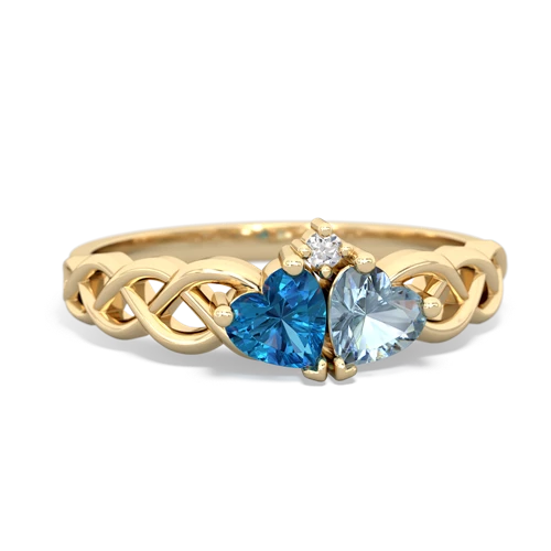 london topaz-aquamarine celtic braid ring