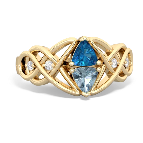 london topaz-aquamarine celtic knot ring