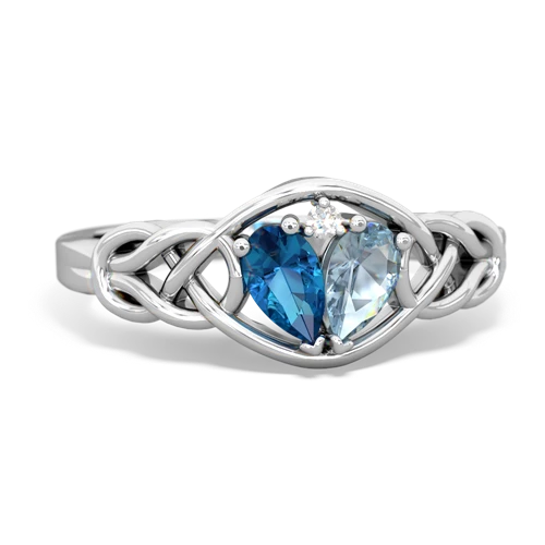 London Topaz Genuine London Blue Topaz with Genuine Aquamarine Celtic Love Knot ring Ring