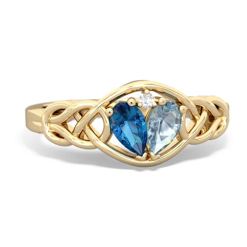 london topaz-aquamarine celtic knot ring