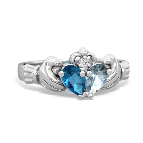 London Topaz Genuine London Blue Topaz with Genuine Aquamarine Claddagh ring Ring