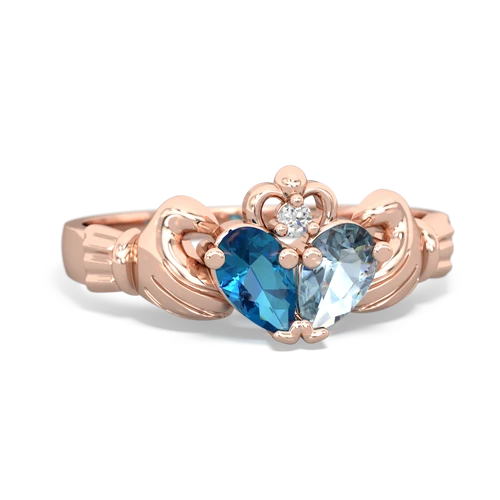 london topaz-aquamarine claddagh ring