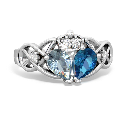 london topaz-aquamarine claddagh ring