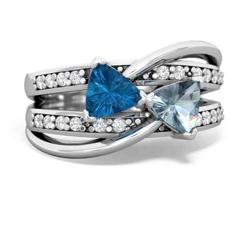 London Topaz Genuine London Blue Topaz with Genuine Aquamarine Bowtie ring Ring