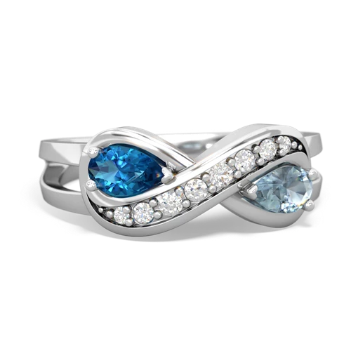 London Topaz Genuine London Blue Topaz with Genuine Aquamarine Diamond Infinity ring Ring