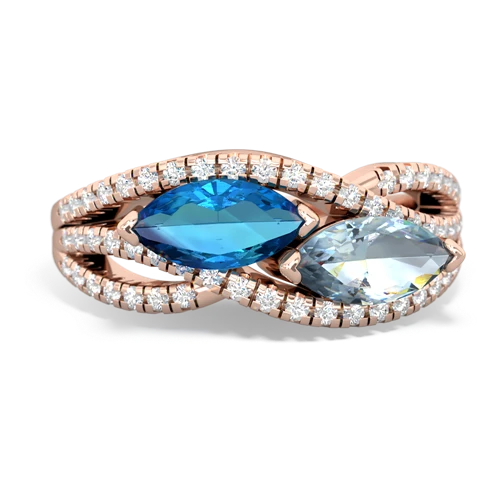 London Topaz Genuine London Blue Topaz with Genuine Aquamarine Diamond Rivers ring Ring