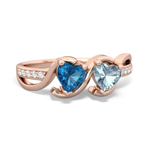 london topaz-aquamarine double heart ring