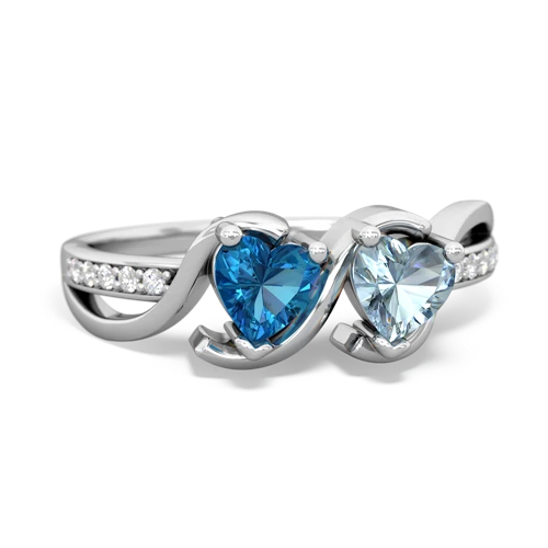 london topaz-aquamarine double heart ring