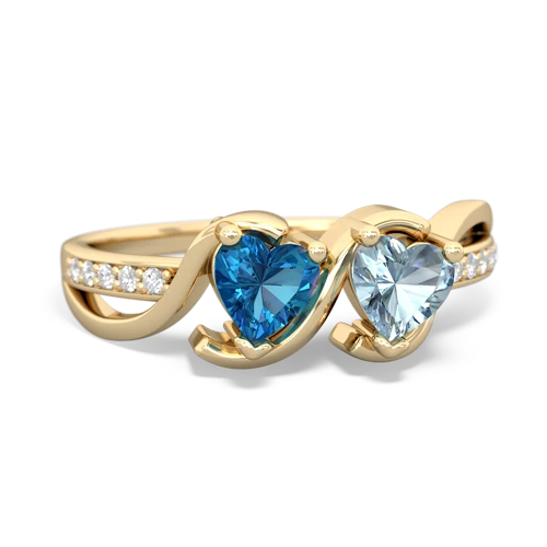 london topaz-aquamarine double heart ring