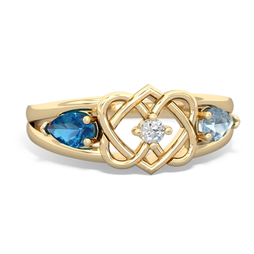 london topaz-aquamarine double heart ring