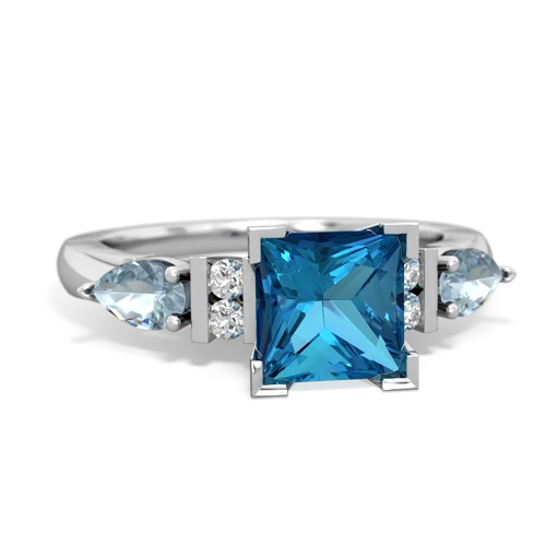 London Topaz Genuine London Blue Topaz with Genuine Aquamarine and  Engagement ring Ring
