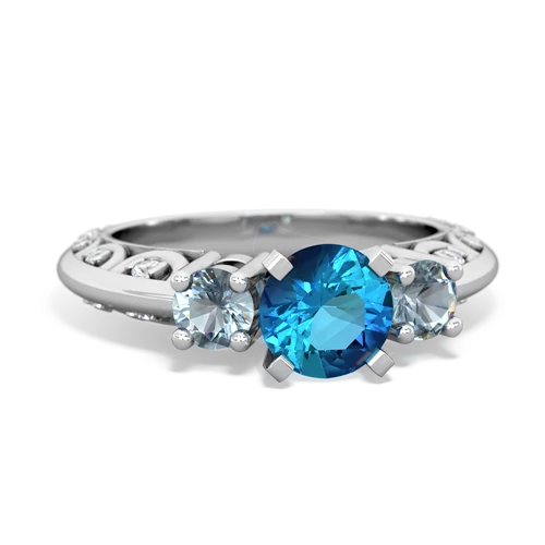 London Topaz Genuine London Blue Topaz with Genuine Aquamarine Art Deco ring Ring