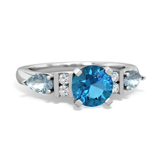 London Topaz Genuine London Blue Topaz with Genuine Aquamarine and  Engagement ring Ring