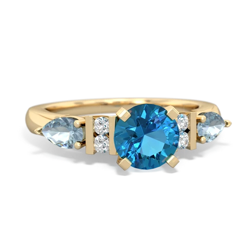 London Topaz Genuine London Blue Topaz with Genuine Aquamarine and Genuine Sapphire Engagement ring Ring
