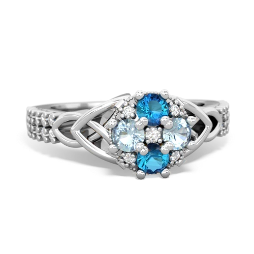 London Topaz Genuine London Blue Topaz with Genuine Aquamarine Celtic Knot Engagement ring Ring