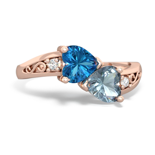 london topaz-aquamarine filligree ring